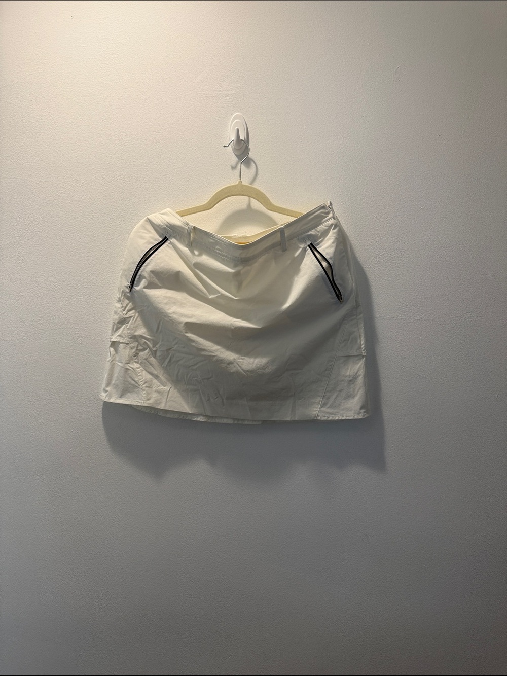 White Mini Skirt with Zip Pocket Accents
